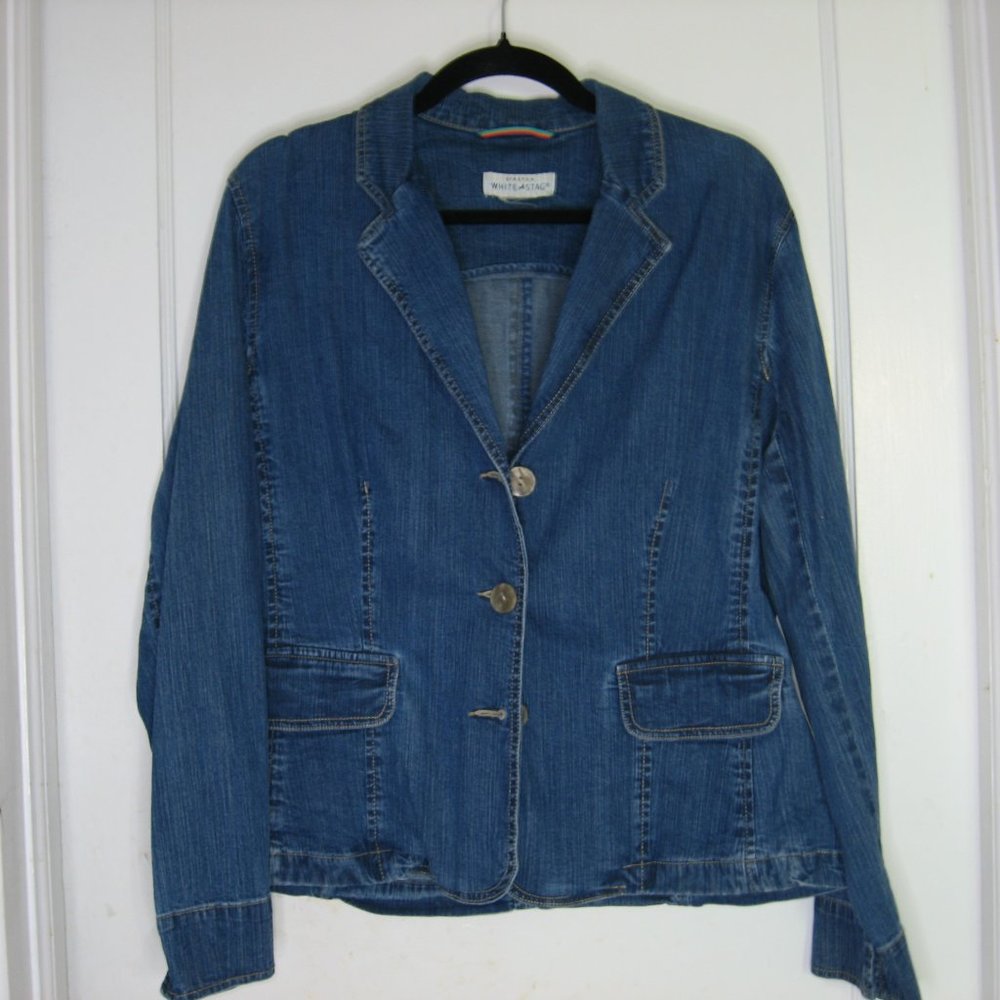 WHITE STAG Y2K DENIM JACKET - SIZE LARGE - 3 FRONT BUTTONS - STRETCH